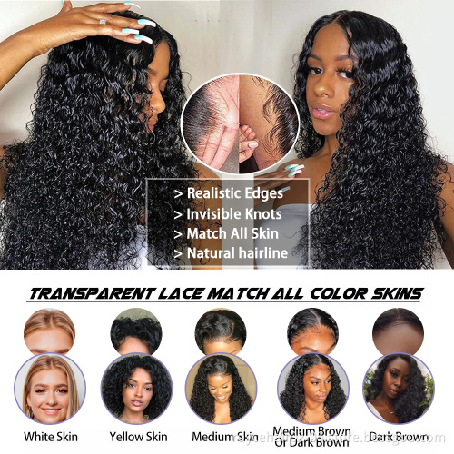 150% 180% Density Wholesale Cambodian Human Hair Curly Lace Wigs, 10a Raw Burmese Long Natural Curly Hair 4x4 Lace Front Wig